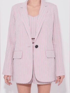 Tibi Dusty Pink Striped Oversized Blazer